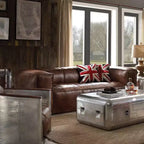 Canapés Brancaster 98 po en cuir pleine fleur marron rétro – Acme Furniture : Style vintage, accents en aluminium, 5 places