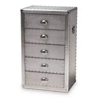 5 Drawer Davet Metal Accent Chest Silver - Baxton Studio: French Industrial Style, Fully Assembled