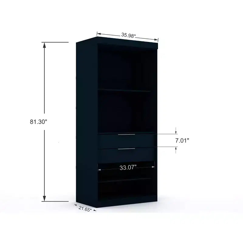 Penderie sectionnelle Mulberry 2.0 bleue - Manhattan Comfort : MDF composite, quincaillerie métallique, kit anti-basculement inclus