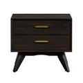 2 Drawer Baly Mid-Century Modern Nightstand Brown - Armen Living: Bedside Table with Storage, Wood Frame