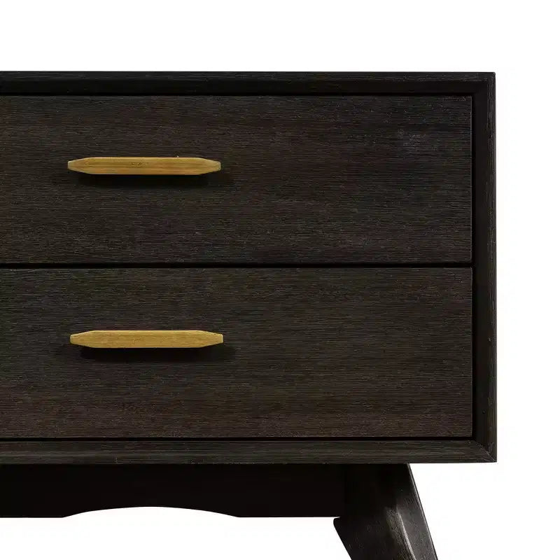 Table de chevet moderne Baly mi-siècle à 2 tiroirs marron - Armen Living : Table de chevet avec rangement, cadre en bois