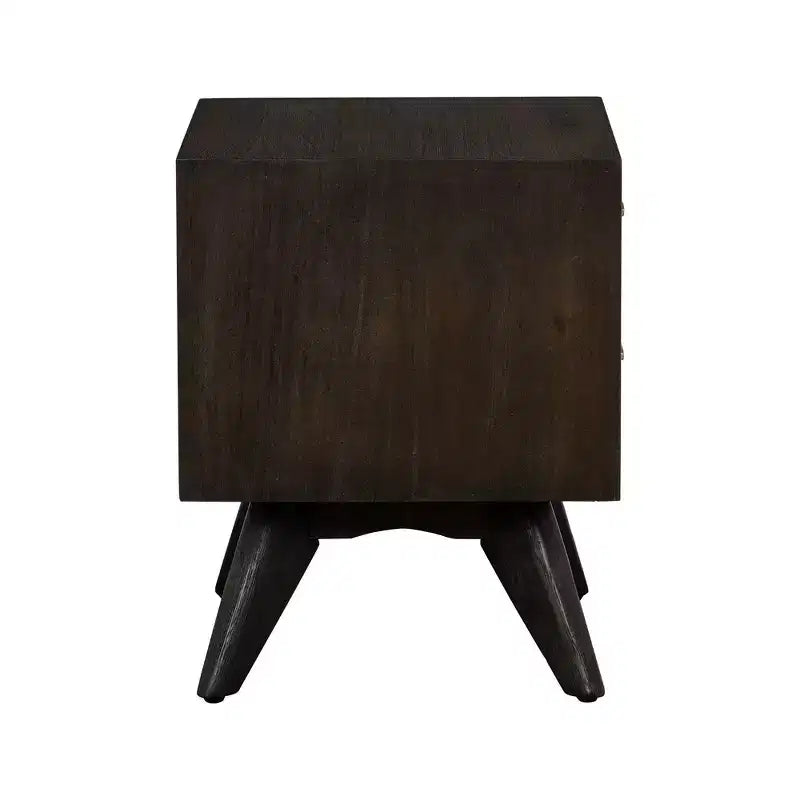 Table de chevet moderne Baly mi-siècle à 2 tiroirs marron - Armen Living : Table de chevet avec rangement, cadre en bois