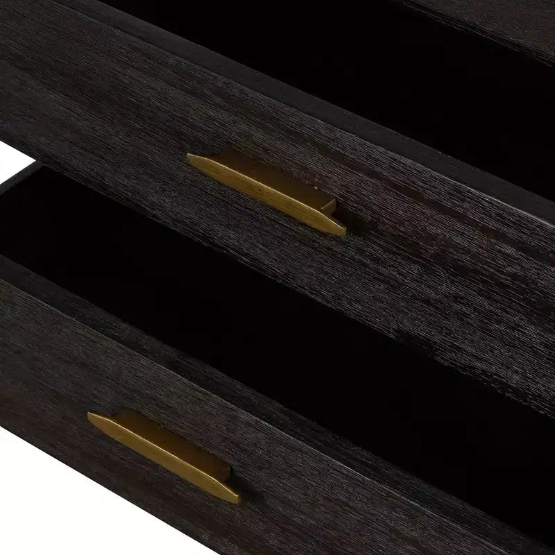Table de chevet moderne Baly mi-siècle à 2 tiroirs marron - Armen Living : Table de chevet avec rangement, cadre en bois