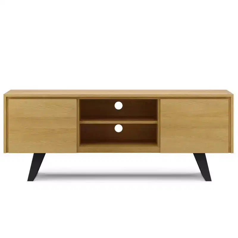 Meuble TV Mitchell pour téléviseurs jusqu'à 70" Chêne - WyndenHall : Bois massif, pieds en métal, crédence multimédia