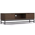WyndenHall Devlin 72" Low TV Stand for TVs up to 80" Walnut Brown: Modern Media Console with Storage