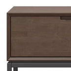 Meuble TV bas WyndenHall Devlin 72" pour téléviseurs jusqu'à 80" Noyer brun : Meuble console multimédia moderne avec rangement