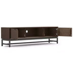 Meuble TV bas WyndenHall Devlin 72" pour téléviseurs jusqu'à 80" Noyer brun : Meuble console multimédia moderne avec rangement