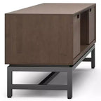 Meuble TV bas WyndenHall Devlin 72" pour téléviseurs jusqu'à 80" Noyer brun : Meuble console multimédia moderne avec rangement