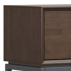Meuble TV bas WyndenHall Devlin 72" pour téléviseurs jusqu'à 80" Noyer brun : Meuble console multimédia moderne avec rangement