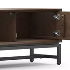 Meuble TV bas WyndenHall Devlin 72" pour téléviseurs jusqu'à 80" Noyer brun : Meuble console multimédia moderne avec rangement