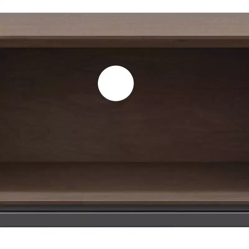 Meuble TV bas WyndenHall Devlin 72" pour téléviseurs jusqu'à 80" Noyer brun : Meuble console multimédia moderne avec rangement