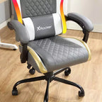 Chaise de jeu PC ergonomique X Rocker RGB LED extra confort gris/blanc/or