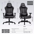 Chaise de gaming GTRACING avec haut-parleurs Bluetooth Fauteuil de bureau à dossier haut en PU noir