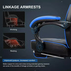 Chaise de jeu LUCKRACER avec repose-pieds, chaise de bureau à dossier haut, chaise de bureau, bleue