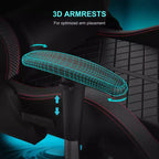 Chaise de jeu GTPLAYER avec haut-parleurs Bluetooth et repose-pieds Fauteuil de bureau à dossier haut Rouge