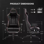 Chaise de jeu GTPLAYER avec haut-parleurs Bluetooth et repose-pieds Fauteuil de bureau à dossier haut Rouge