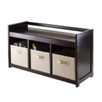 Banc de rangement d'entrée Winsome 4 pièces Addison avec paniers pliants en tissu expresso/beige : Organisateur d'entrée, Sièges de hall