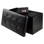 29,92" Pouf de rangement Ashford avec tabourets d'appoint en similicuir noir - Winsome