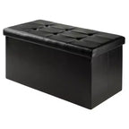 29,92" Pouf de rangement Ashford avec tabourets d'appoint en similicuir noir - Winsome
