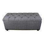 Banc de rangement capitonné 3 pièces avec pouf/siège gris - Ore International
