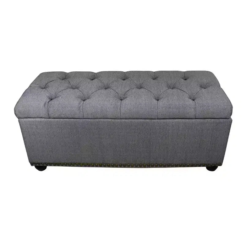 Banc de rangement capitonné 3 pièces avec pouf/siège gris - Ore International