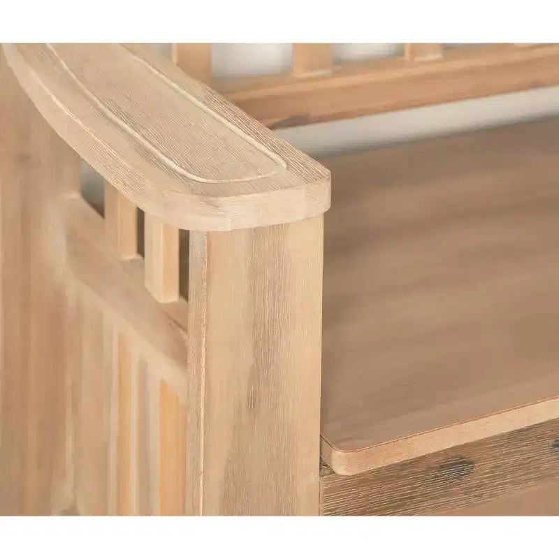 Banc de rangement en bois massif Linon Aria de 132 cm avec dossier et siège fendu, finition marron : Meuble d'entrée