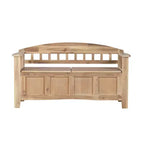 Banc de rangement en bois massif Linon Aria de 132 cm avec dossier et siège fendu, finition marron : Meuble d'entrée