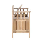 Banc de rangement en bois massif Linon Aria de 132 cm avec dossier et siège fendu, finition marron : Meuble d'entrée