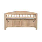 Banc de rangement en bois massif Linon Aria de 132 cm avec dossier et siège fendu, finition marron : Meuble d'entrée
