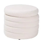 Tabitha Pouf de rangement rembourré en tissu bouclette ivoire - Baxton Studio : Rond contemporain, aucun assemblage requis