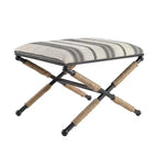 24" Ashburn Boho Rope Wrapped Campaign Accent Stool Ottoman: Cushioned, No Assembly - Linon