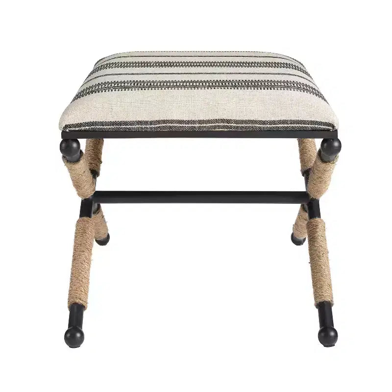 Pouf-tabouret d'appoint de campagne Ashburn Boho de 61 cm, tressé avec corde : Rembourré, Aucun assemblage - Linon