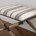 Pouf-tabouret d'appoint de campagne Ashburn Boho de 61 cm, tressé avec corde : Rembourré, Aucun assemblage - Linon