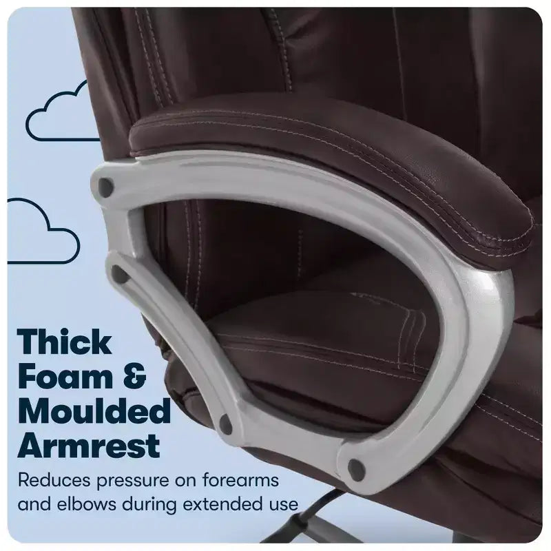 Chaise de bureau Serta Executive Big&Tall : Faux cuir Puresoft, Châtaigne rôtie, Capacité de 158 kg