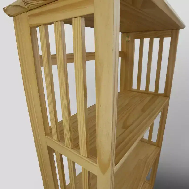 Étagère pliante à 4 niveaux de 42 po, naturelle - Flora Home : Cadre en pin, finition laquée, aucune étagère d'angle à assembler