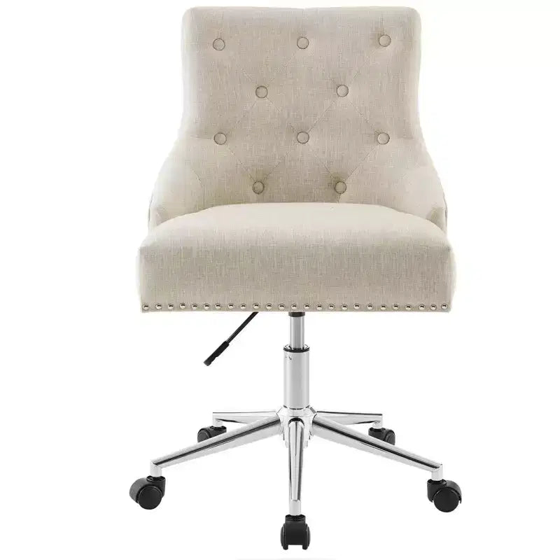 Chaise de bureau pivotante en tissu rembourrée Regent Beige - Modway : Sans accoudoirs, Hauteur réglable, Dossier rembourré