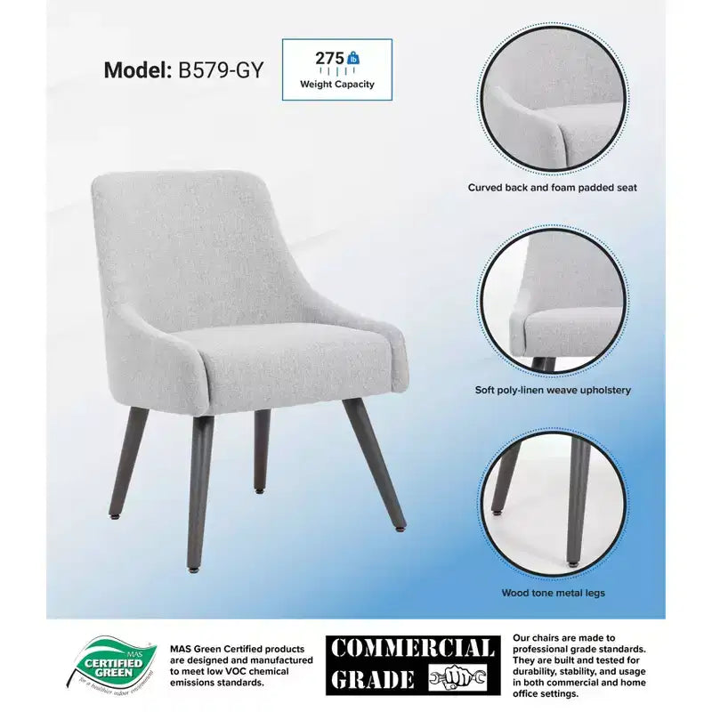 Chaise visiteur Boyle grise : Support lombaire confortable, cadre métallique - Boss Office Products