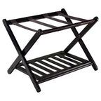 Reese Luggage Rack with Shelf Dark Espresso Brown - Winsome: Sturdy Wood, No Assembly, Guest Room Essential