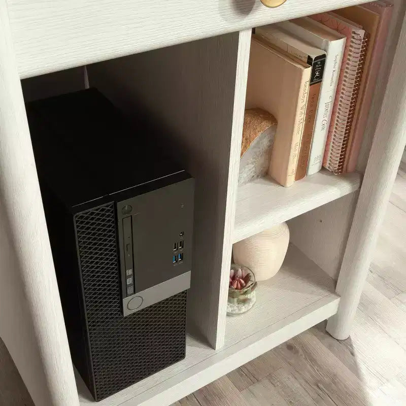 Sauder Dover Edge Bureau d'ordinateur : Station de travail pour bureau à domicile avec compartiment pour unité centrale et quincaillerie métallique