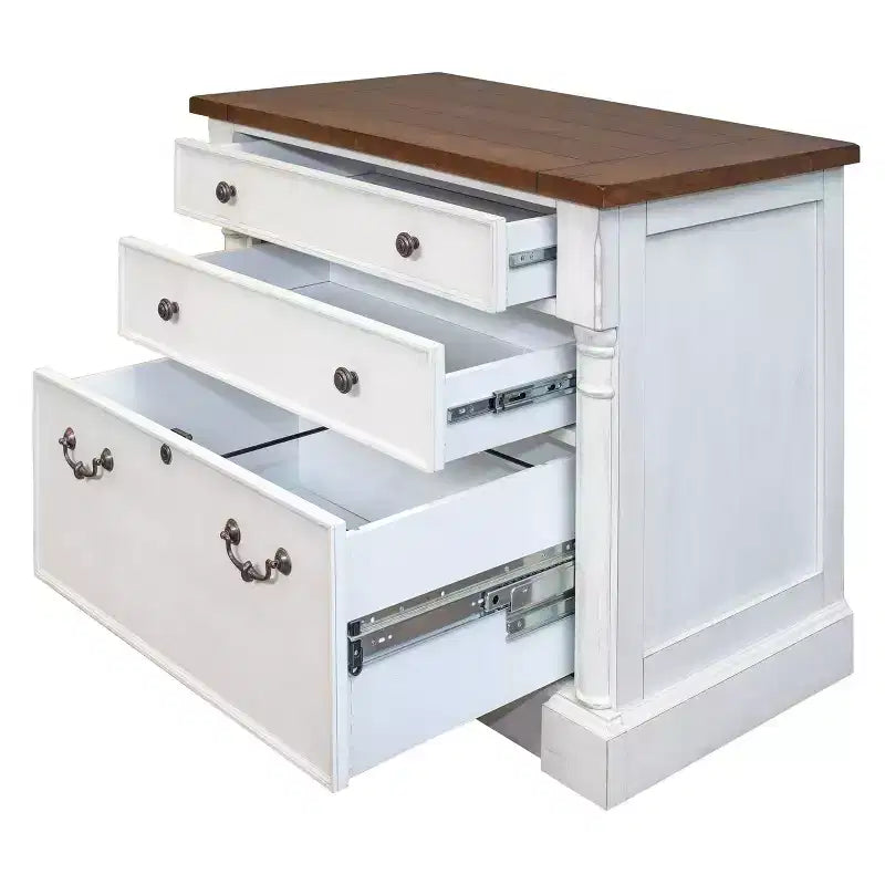Durham Classeur Blanc - Martin Furniture : Rangement latéral en bois, 3 tiroirs, Aucun assemblage requis