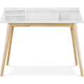 Alton Writing Desk White - Adore Decor: Mid-Century Modern, Open Storage, Rubberwood Legs