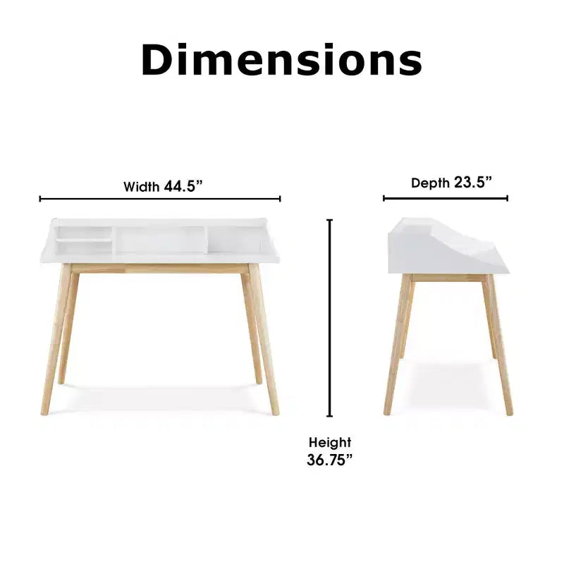 Bureau Alton Blanc - Adore Decor : Milieu de siècle moderne, Rangement ouvert, Pieds en hévéa