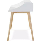 Bureau Alton Blanc - Adore Decor : Milieu de siècle moderne, Rangement ouvert, Pieds en hévéa