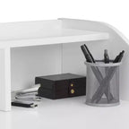 Bureau Alton Blanc - Adore Decor : Milieu de siècle moderne, Rangement ouvert, Pieds en hévéa