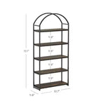 Nathan James 72" Haven Étagère bibliothèque arquée à 5 tablettes, Noir Espresso