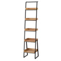 Lifestorey 73" Estanier 5 Tier Ladder Shelf Natural/Black