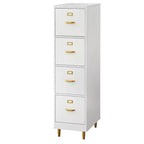 Buylateral Dixie 4 Drawer Filing Cabinet White: Gold-Tone Hardware, MDF, Space-Saving Design