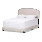 King Lexi Modern and Contemporary Fabric Upholstered Bed Light Beige - Baxton Studio: Rubberwood & MDF Frame, Polyester Fill