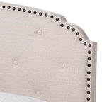 Lit rembourré en tissu moderne et contemporain King Lexi Beige clair - Baxton Studio : Cadre en bois d'hévéa et MDF, remplissage en polyester