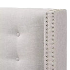 Tête de lit capitonnée en tissu moderne et contemporain Queen Ginaro avec clous et ailes - Baxton Studio : design élégant, cadre en MDF, nettoyage ciblé